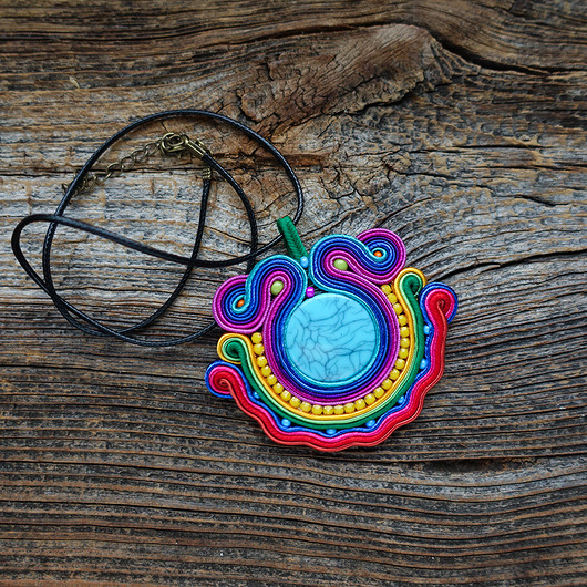 komplet biżuterii Etniczny wisiorek soutache