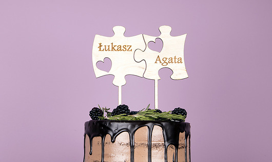 Toper Topper na tort 3 puzzle na ślub i wesele Planneo