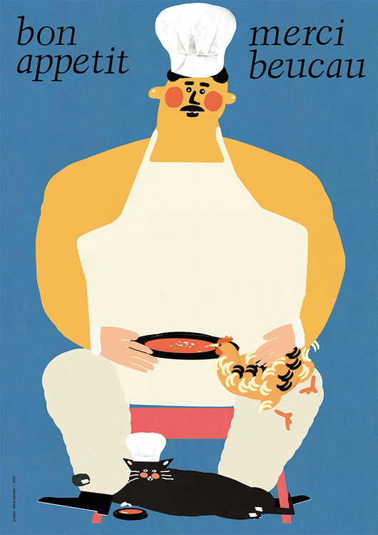 grafiki i ilustracje Kucharz i kura  / Poster 40x30
