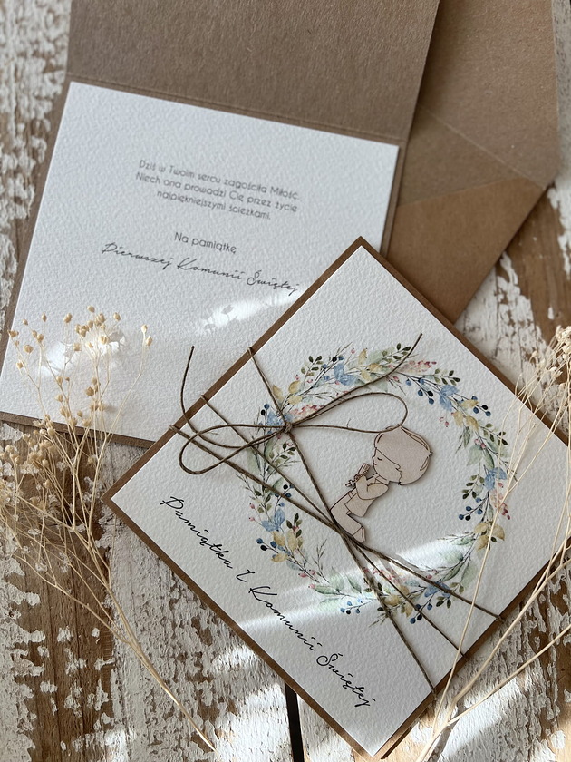 kartki na komunię Kartka na komunię - pamiątka komunii ręcznie robiona