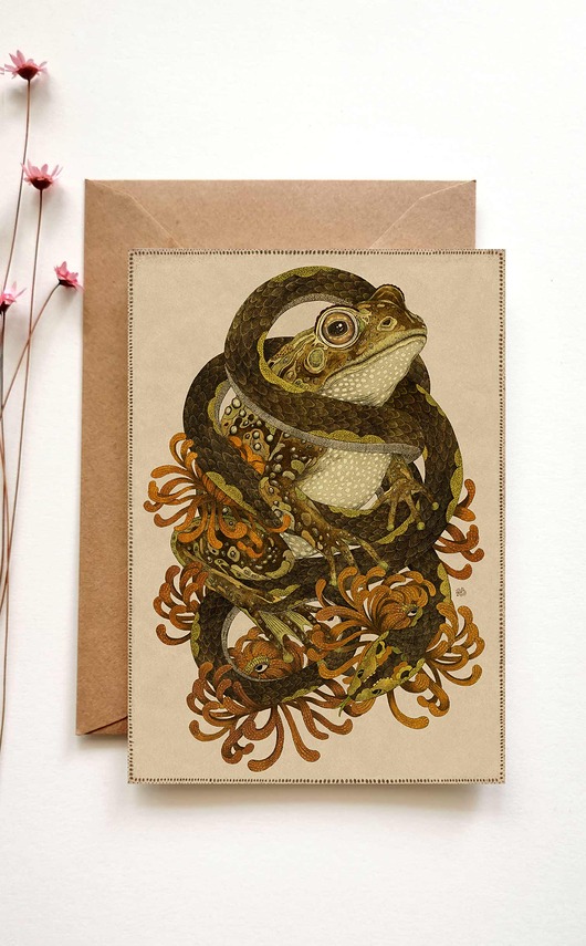 kartki okolicznościowe - wydruki Żaba i wąż, kartka, kartka urodzinowa