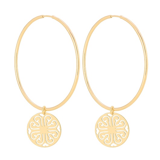 kolczyki srebrne Złote kolczyki duże koła z rozetami