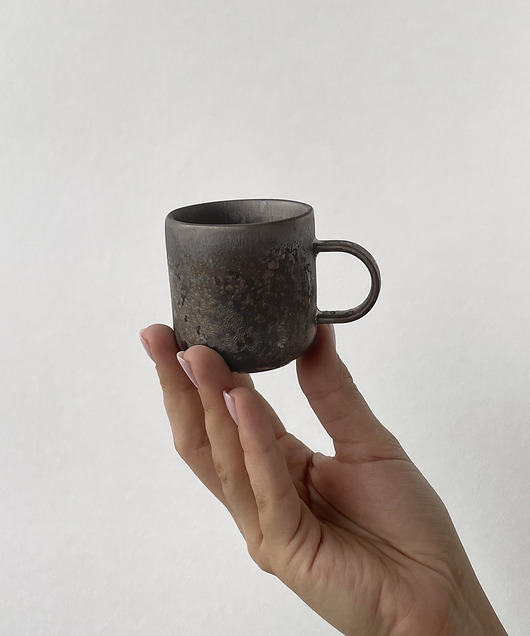 kubki Filiżanka espresso RUSTY GOLD grafit  80 ml okrągłe ucho