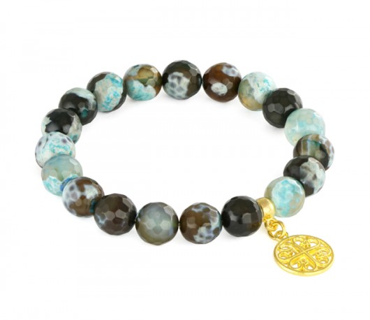 Chocolate & turquoise agate with rosette. Lavoga