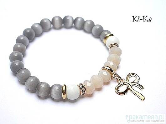 Grey bow -  bransoletka KiKa pracownia