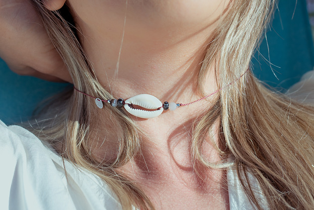 bransoletki z kamieni naturalnych Choker Muszla i Kamienie Agatu