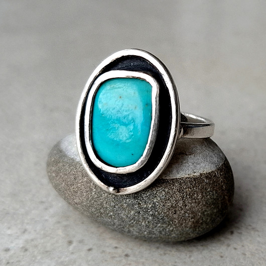 pierścionki srebrne Oval srebrny pierścionek z turkusem