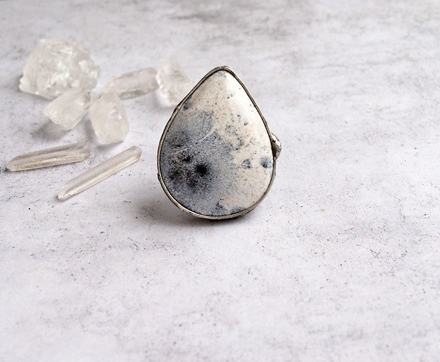 pierścionki srebrne S A L E : UNIKATOWY pierścień ceramiczny : gigant