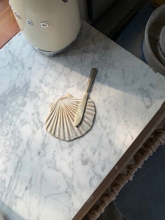 pojemniki na biżuterię Ceramiczna Płaska Muszla Podstawka pod Łyżkę Milky Romantic