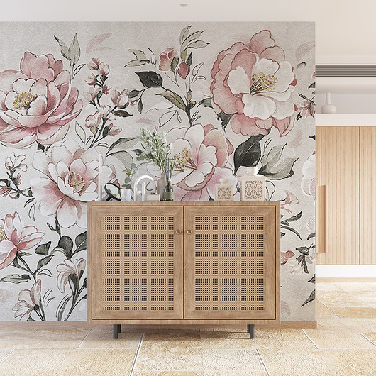 naklejki ścienne do pokoju dziecka Tapeta Róże i peonie