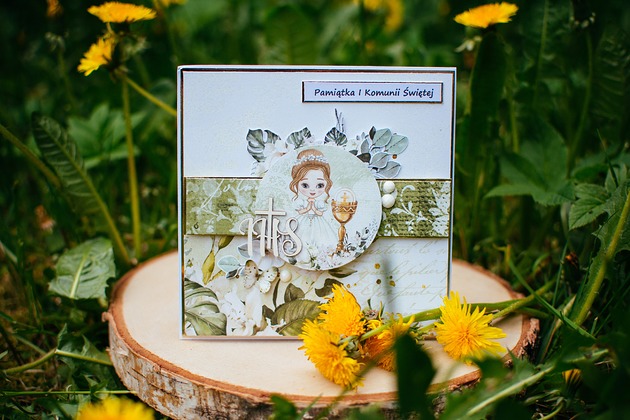 kartki scrapbooking Kartka komunijna dla dziewczynki