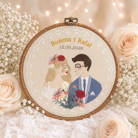 Ślub - inne Ślubna, indywidualna dedykacja, haft w oprawie vintage
