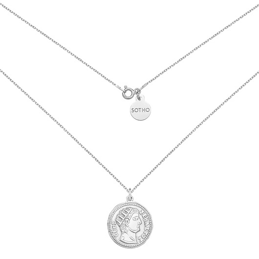 srebrne naszyjniki Srebrny medalion z dużą monetą