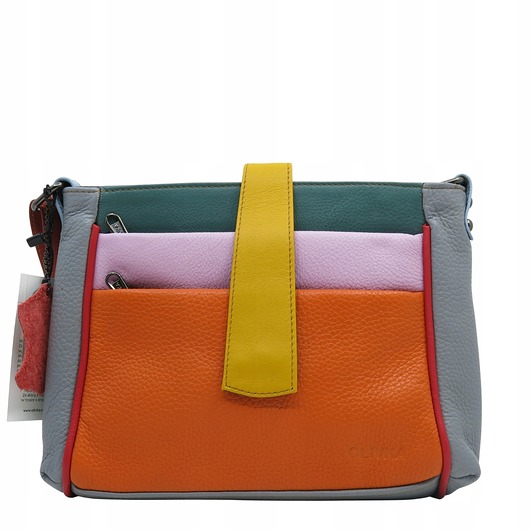 torby na ramię Torebka damska klasyczna skórzana pojemna kieszenie kolorowa pasek OLIVKA