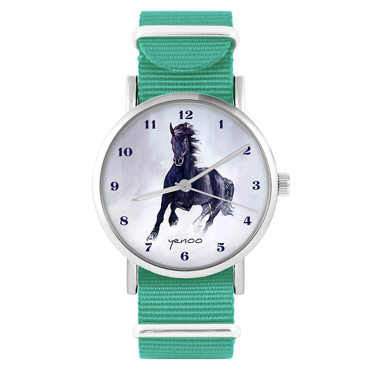 zegarki unisex Zegarek - Czarny koń cyfry - turkusowy, nylonowy
