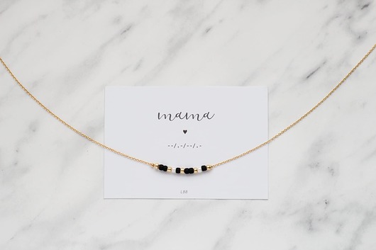złote naszyjniki MAMA w alfabecie Morse'a - Naszyjnik
