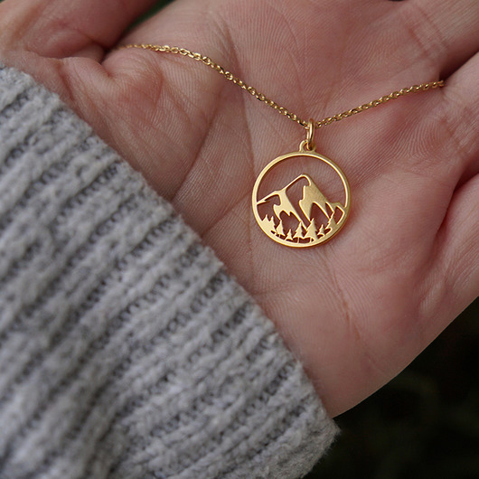 złote naszyjniki Pozłacany naszyjnik z górami, góry, biżuteria z górami