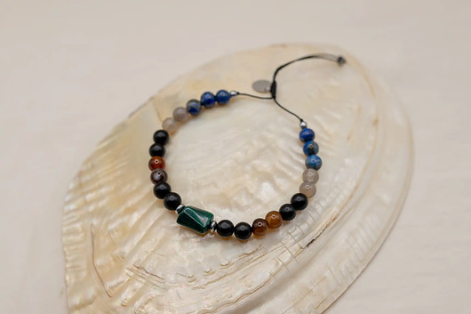 bransoletki z kamieni naturalnych Bransoletka Męska Malachit Agat Lapis Lazuli
