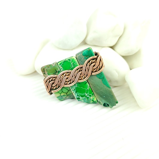 broszki Jaspis cesarski broszka wire wrapping