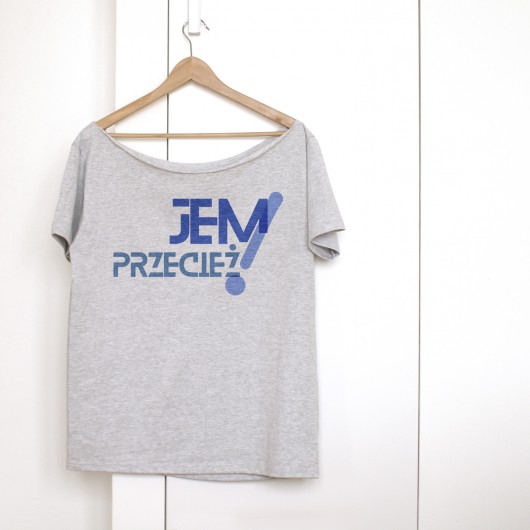 Jem przecież Krótki szary Oversize ONE MUG A DAY