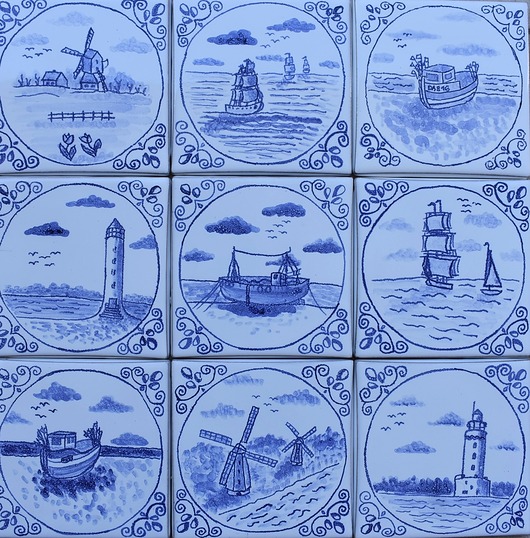 kafle i panele Zestaw kafle holenderskie ręcznie malowane kafle płytki delft zestaw 2