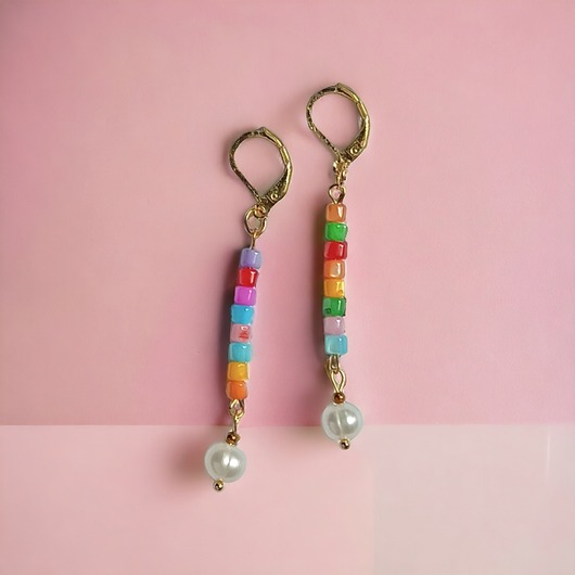 kolczyki z kamieniami Kolczyki długie : summer collection : muszla i perły