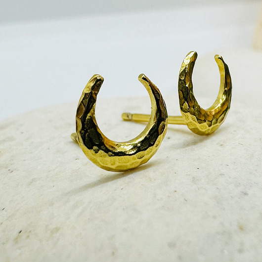 kolczyki pozłacane Złote kolczyki księżyce, sztyfty księżyc