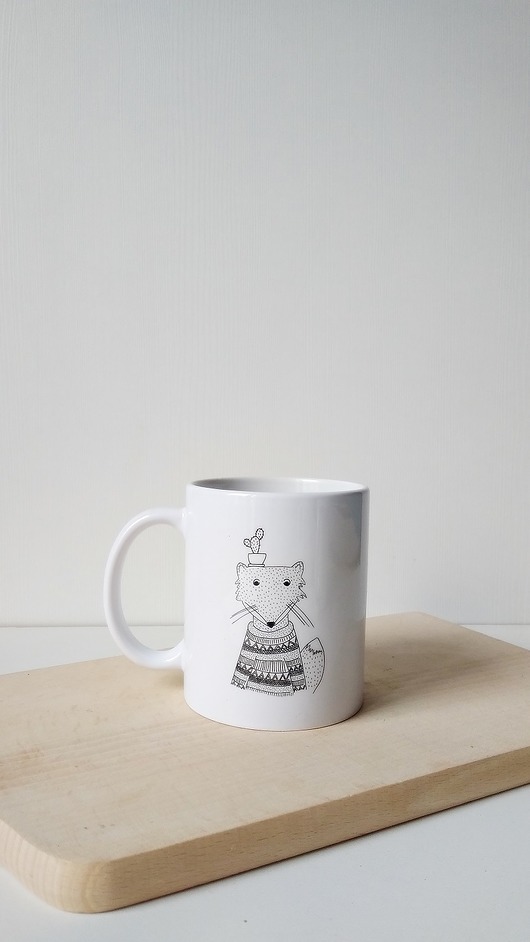 330 ml kubek z lisem i kaktusem MUKI design