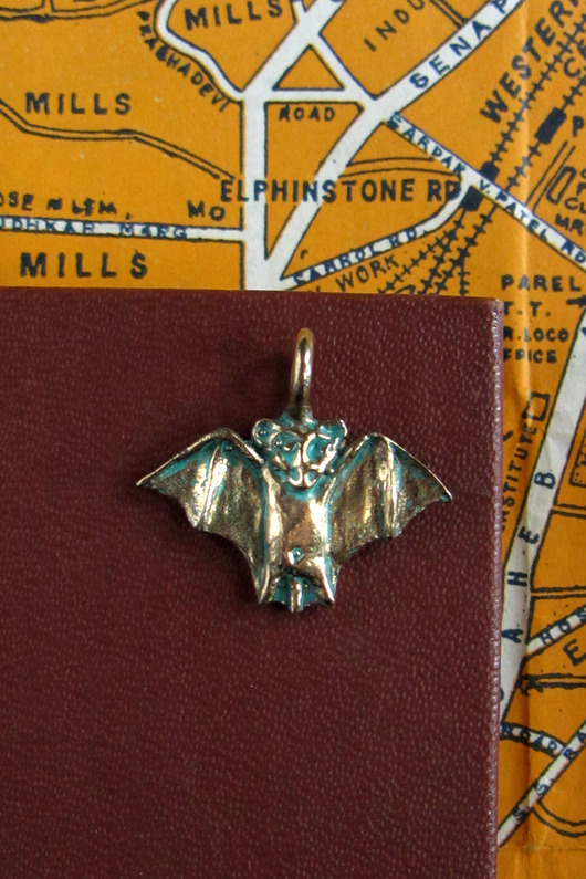 wisiory Brązowa zawieszka średniowieczny nietoperz