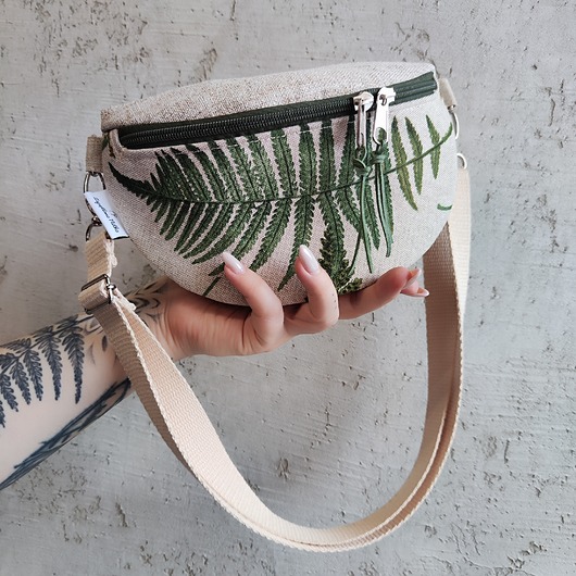 saszetka nerka Nerka półksiężyc unikat liście paproci