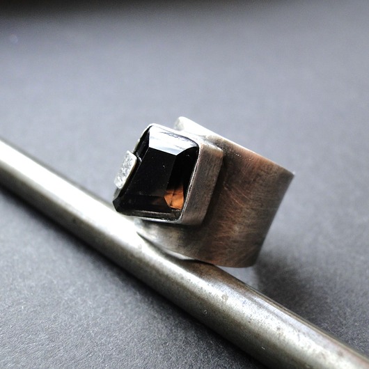 pierścionki srebrne Pierścień Kwarc dymny 07