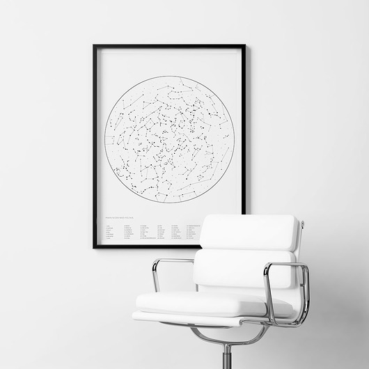 plakaty Plakat Mapa nieba nad Polską - konstelacje gwiazd