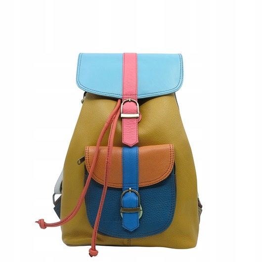 plecaki Plecak damski kolorowy skórzany regulowane szelki pojemny OLIVKA
