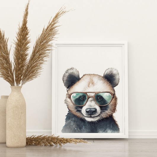 obrazy i plakaty do pokoju dziecięcego Plakat Panda w okularach P335
