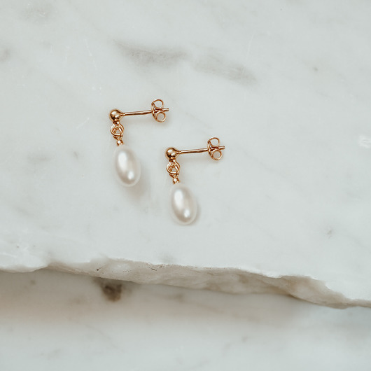 Kolczyki srebrne Drop z perłą naturalną MEIKA PEARLS
