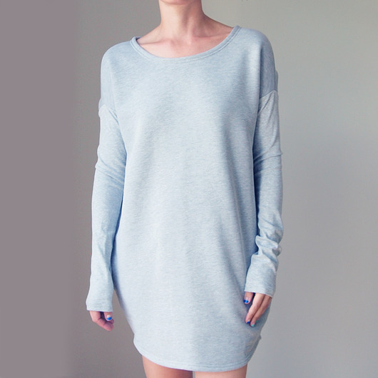 sukienki midi damskie Szara Sukienka Dresowa Midi Wąski rękaw