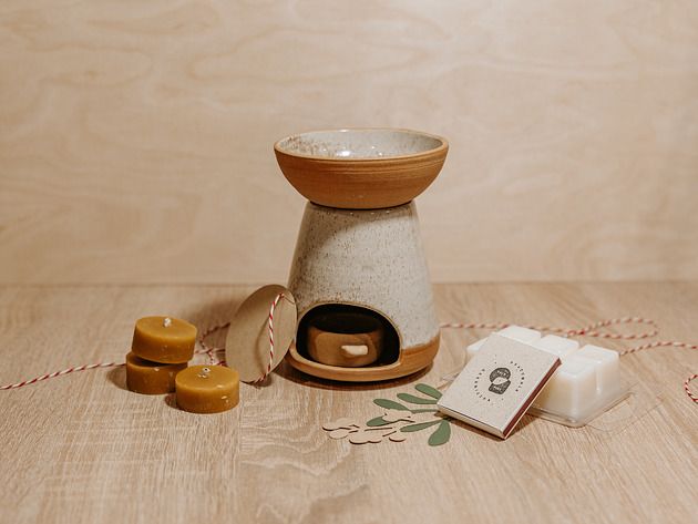 świeczniki i świece Zestaw Prezentowy - kominek piasek + wosk + świeczki