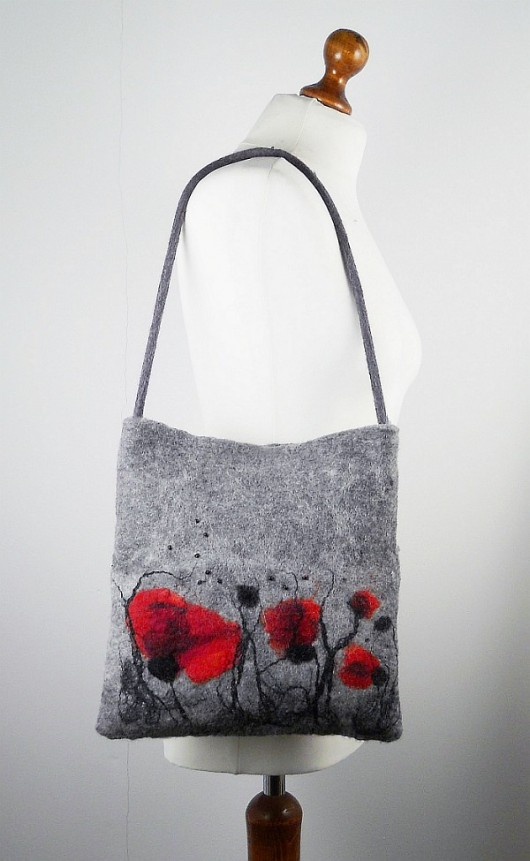 Jedwabnofilcowa Torebka: Poppy filcant
