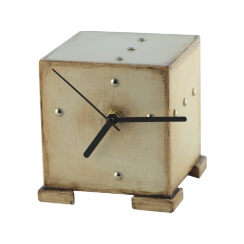 zegarek CUBE vintage SILVER Clock Wood Studio