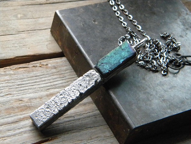 biżuteria męska Kloc z kwarcem tytanowym - naszyjnik