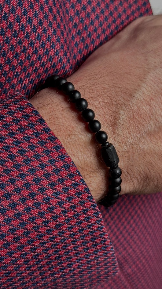 biżuteria męska Męska bransoletka - zodiakalny amulet z czarnym turmalinem