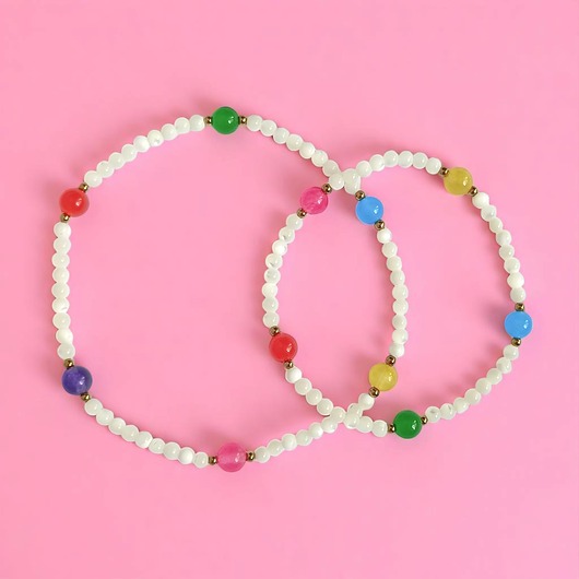 bransoletki z kamieni naturalnych RAZEM TANIEJ! bransoletki na rękę i nogę : muszla biała i kolorowy jadeit