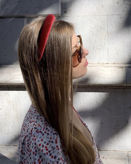 opaski do włosów Bordowa welurowa opaska na gąbce Wine