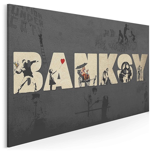 20018 Obraz na płótnie BANKSY NAPIS 120x80 VAKUdsgn