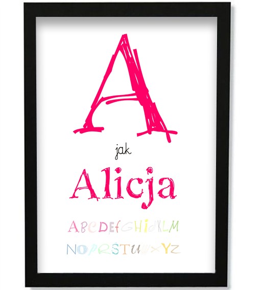 obrazy i plakaty do pokoju dziecięcego POSTER- plakat- IMIĘ DZIECKA z ALFABETEM