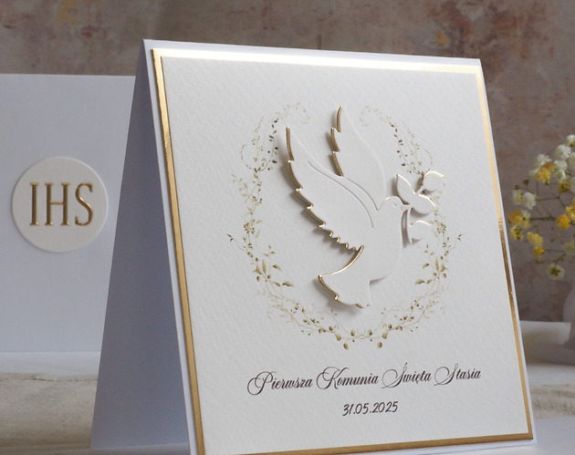 kartki na komunię Kartka na komunię z ozdobną kopertą, 96c
