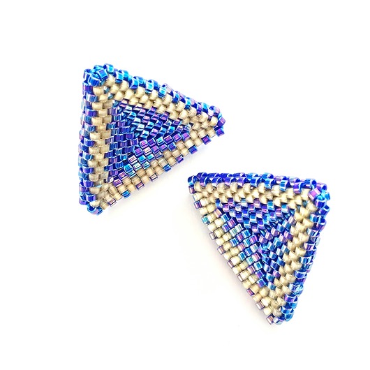 kolczyki szklane Kolczyki Trójkątne Sztyfty "Szafirowy Szron"