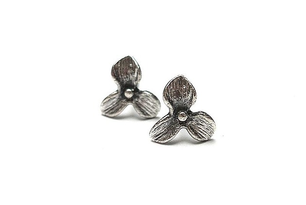 kolczyki wire wrapping Orchid -sztyfty