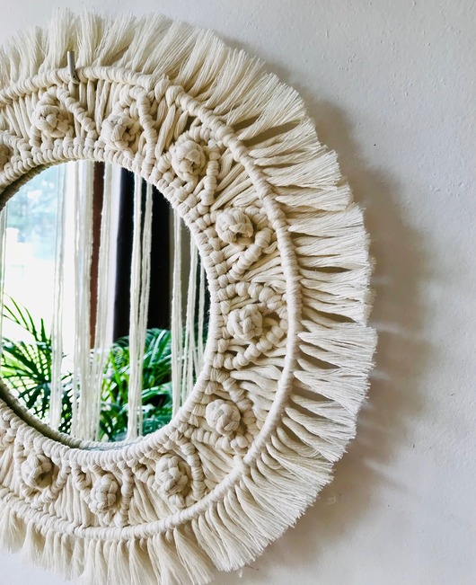 lustra stojące i wiszące Lustro makrama 35 cm średnicy