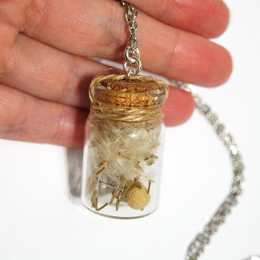 wisiory Prawdziwy dmuchawiec - naszyjnik duża fiolka